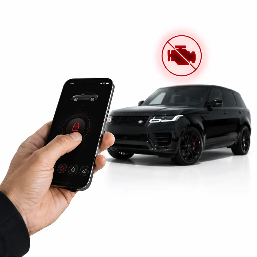 You stop the engine from your phone