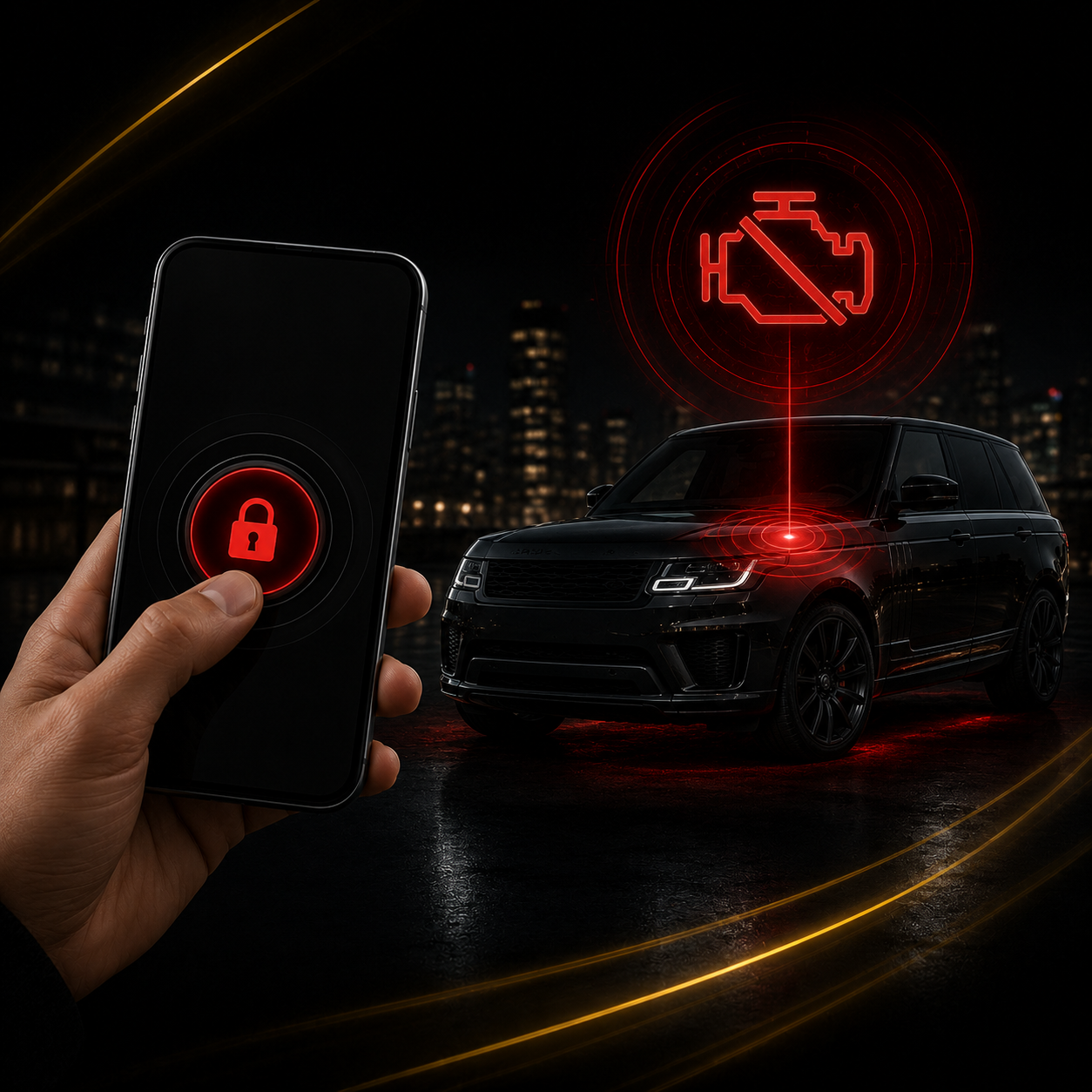 You stop the engine from your phone